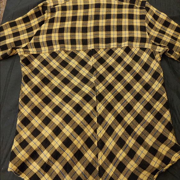 Free People Black & Yellow Plaid Button-Up Medium - Picture 3 of 6